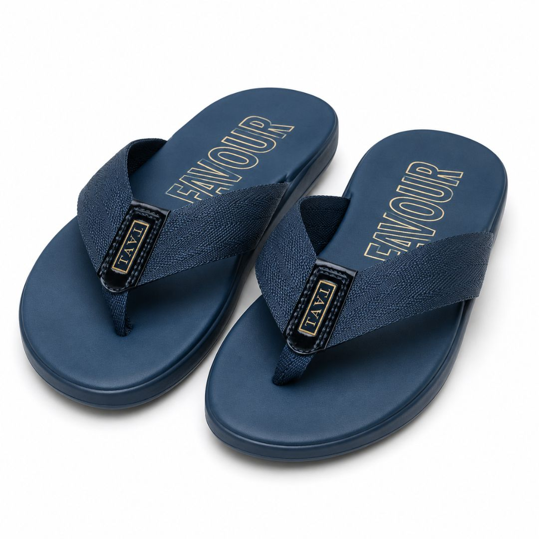 Mens Textured Strap Comfort Thong Sandals